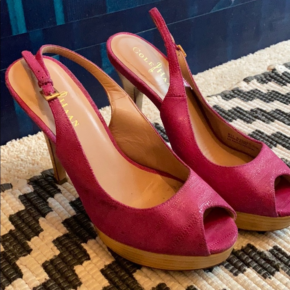Cole Haan Mariela Air Beet Pink Platform Heel $328